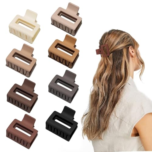 Medium Claw Hair Clips for Women, 2" Matte - 8 Pack