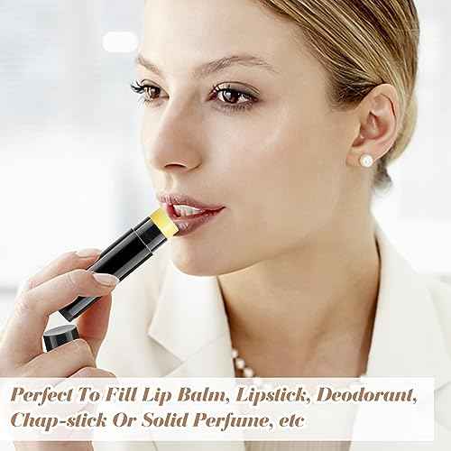 100 Pcs 5g Plastic Lipstick Tube Empty Black Lip Balm Tubes Containers Lip Gloss Storage Container Holder with Caps for DIY Lip Balm Cosmetic