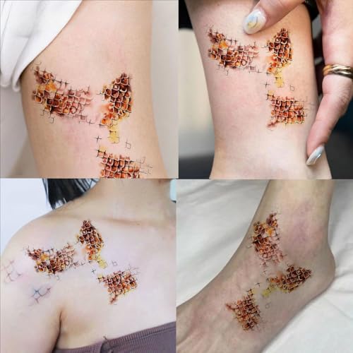 Gold Python Scale Temporary Tattoo Stickers Waterproof