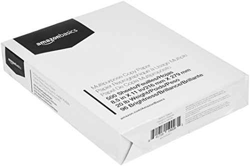 Amazon Basics Multipurpose Copy Printer Paper, 20 Pound, White, 96 Brightness, 8.5 x 11 Inch, 1 Ream , 500 Sheets Total