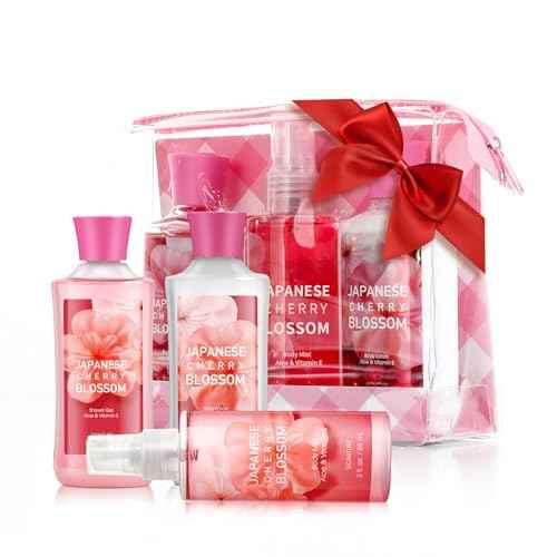 Bath Gift for Women and Girls, Japanese Cherry Blossom Spa Set With Natural Extracts, 3PCS Set - Shower Gel, Lotion, Mist, Personal Self Care Kit, Body Care Travel Set