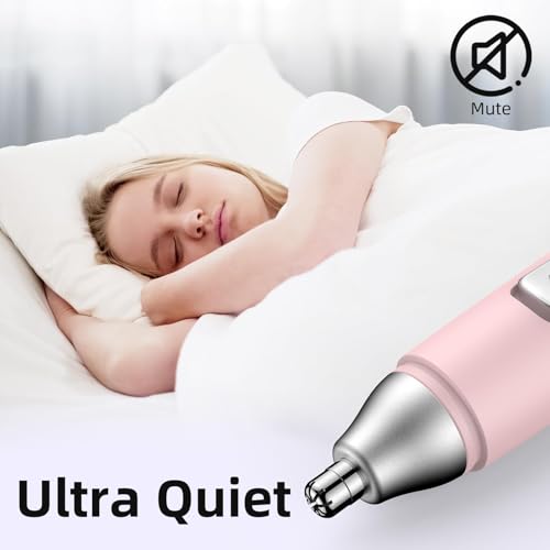 Nose Hair Trimmer Professional Painless Eyebrow Trimmer Powerful Motor and Edge Blades for Smoother Cutting (Pink)