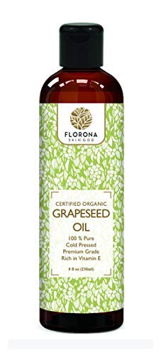 Florona Grapeseed Oil 100% Pure & Natural - 16 fl oz, for Hair, Face & Skin Care, Massage