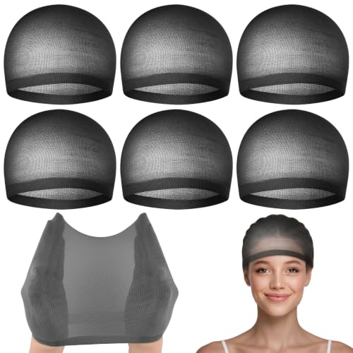 Black Wig Cap for Women & Men - 6 Pack Ultra-Thin Breathable Mesh Stocking Caps Variation of 6P/Black