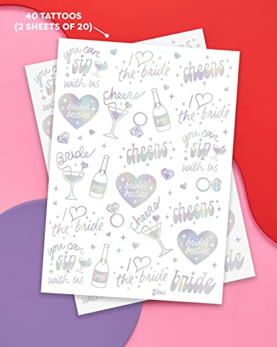 xo, Fetti Cheers Bachelorette Temporary Tattoos - 40 Iridescent