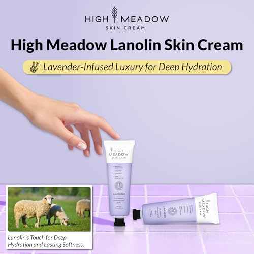 High Meadow Lanolin Skin Cream - Deep Hydration Formula for Soft, Radiant Skin Care - Repairs Dry and Cracked Skin on Hands, Feet & Elbows - Multi-Purpose Soothing Lotion - 3.0 Oz Lavender Moisturizer