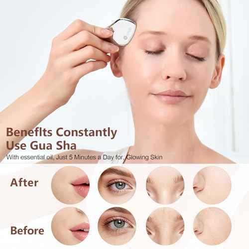 2 Pcs Stainless Steel Gua Sha Facial Tools Set, Face and Body Skin Massage, Facial Scraping Tools for Jaw Lift Massager, Puffiness Reduction, Lymphatic Drainage & Skin Tightening, Gift