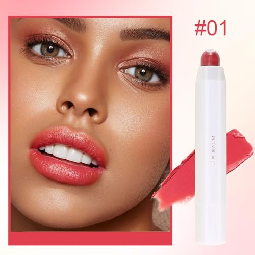 Erinde Tinted Lip Balm + Buildable Lip Color, Natural Gloss Finish, Hydrating Lightweight, Moisturize & Tint Lipstick with Vitamin E, Vegan Lip Balm Lip Care Makeup Gift, 01#