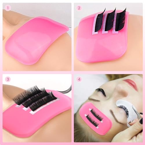 RONRONS Lash Pads for Eyelash Extensions, Sticky Pad for Lashes, Silicone Lash Pad Pink Eye Pads Lash Extensions Gel Pads False Eye Lashes Holder Tray for Eyelashes Reusable 10 Pack