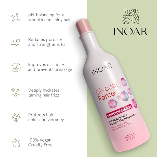 INOAR Glycolic Force Conditioner for Deep Hydration & Repair, 27 Fl Oz
