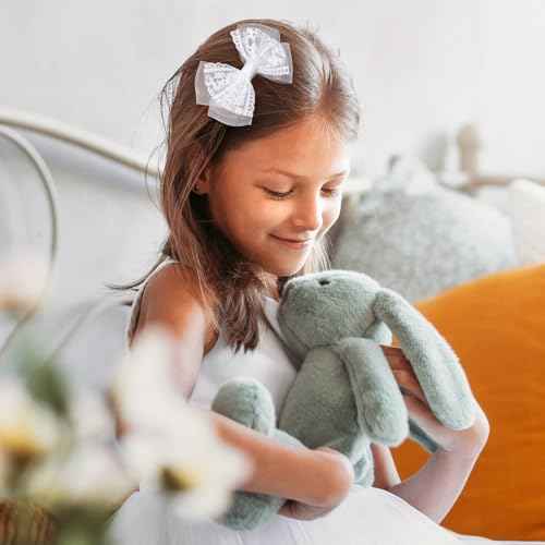 White Mesh Lace Hair Bow Clips Girls 4" Lace Fabric Bowknot Barrettes Alligator Hairpins for Flower Girl Kids Teens Toddler Bride Wedding Communion Pageant Party Dress Accessories Gift