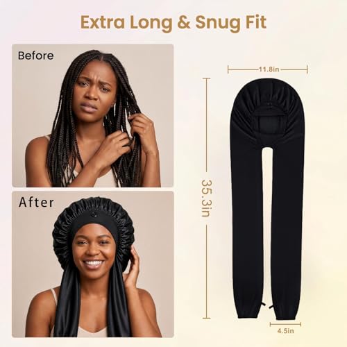 Ice Silk Bonnet for Long Hair - Non-Slip, Breathable Sleep Cap