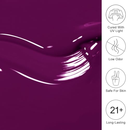 Imtiti Plum Gel Nail Polish 15ml Dark Berry Purple - Soak Off UV/LED Long Lasting Manicure