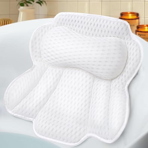Bath Pillow for Tub with 6 Suction Cups - Neck & Back Support