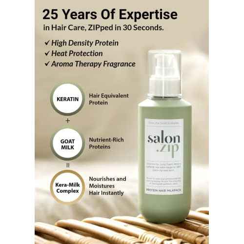 JUNG SAEM MOOL OFFICIAL Salon.ZIP Protein Hair Treatment Pack - 6.8 fl oz (200 ml) | Korean Beauty | Hair Essence Cream for Damaged Hair