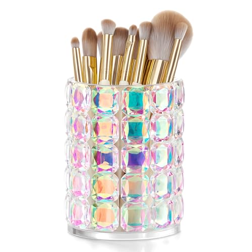 Makeup Organizer,Makeup Brush Holder,Multifunctional Toothbrush Holders,Pen Holder,Utensil Holder, Bathroom Vanity Countertop Canisters,Sparkle Crystals Home Organization and Storage