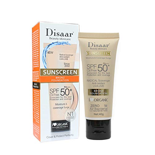 DISAAR BEAUTY Sunscreen SPF 50 PA+++ SPF 50+ Foundation Face Cream Body Skin Protection Anti-Aging Oil Control Moisturizing Care Removes Peeling 40g / 1.41oz