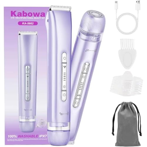 Bikini Trimmer for Women Dual Head Electric Razors IPX7 Waterproof, Electric Shaver for Facial Private Hair, Anniversary Birthday Christmas Gifts for Women self Care, Stocking Stuffers for Teen Girls