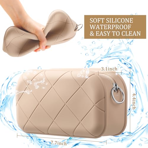 2 Pcs Silicone Portable Travel Makeup Bag,Soft Silicone Waterproof Toiletry Cosmetic Bag for Women Zipper Closure Organizer Makeup Case