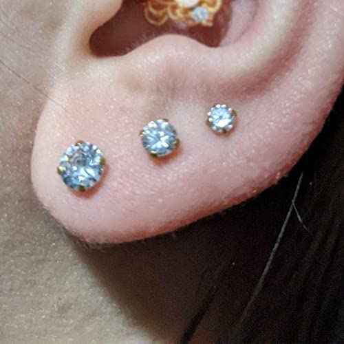 QWALIT Ear Piercing Kit Gold Ear Piercing Needle Kit Self Piercing Earrings Piercing Kit Disposable Earring Piercing Kit with Earring Stud Flat Back Helix Cartilage Ear piercing Kit Threadless Earring