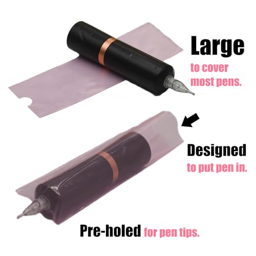 200 Pink Tattoo Pen Covers + 4 Grip Tapes Set