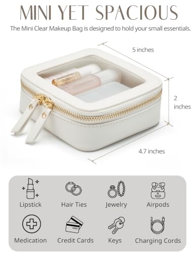Small Clear Makeup Bag, Mini Cosmetic Pouch for Purse