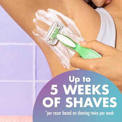 BIC Soleil 3 Sensitive Women's Disposable Razors, 3 Blades With Moisture Strip For a Silky Smooth Shave, 5 Piece Razor Set