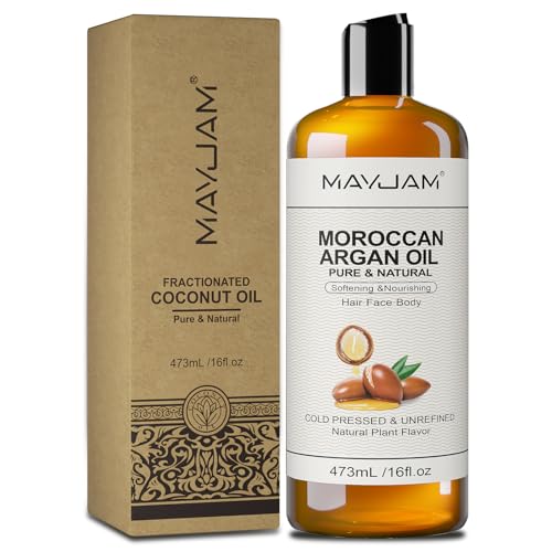 MAYJAM 16 Oz Organic Moroccan Argan Oil for Skin Hair Face & Body Moisturizer