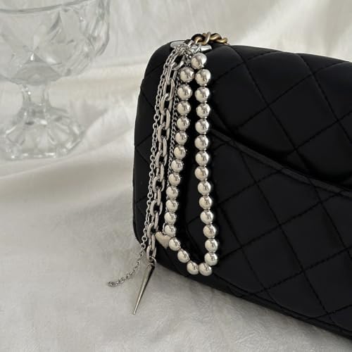 YIHONGYAN Design A03 Silver Heart Bag Charm & Keychain for Handbags & Backpacks