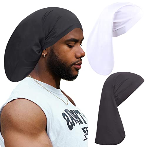 Leeven 2-Pack Dreadlock Cap Sleep Bonnets for Men Women – Unisex Hair Wraps