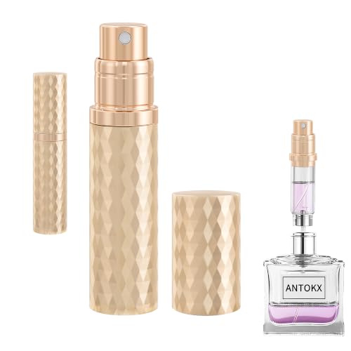 ANTOKX Gold 5ML Refillable Perfume Bottle Travel Atomizer - Leakproof, Fine Mist