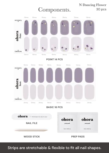 ohora Semi Cured Gel Nail Strips - 30 Wraps, UV/LED Cure, Salon-Quality
