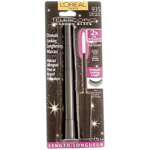 L'Oreal Paris Telescopic Mascara, Carbon Black [935] 0.27 oz (Pack of 3)