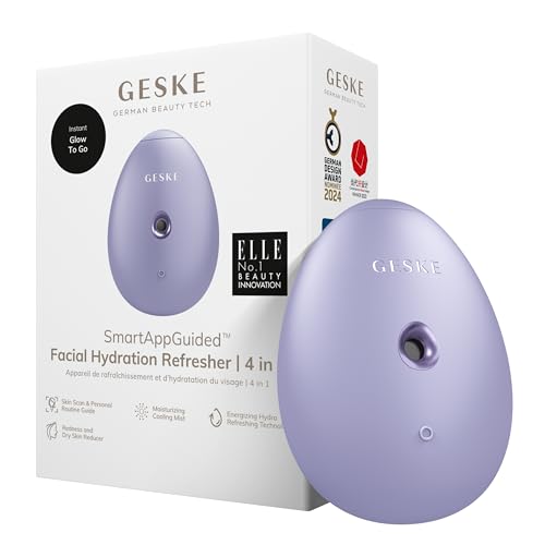 GESKE SmartAppGuided¢â Facial Hydration Refresher | 4 in 1 | Water Atomizer | Moisturizing Spray Machine | Face Mister | Humidifier for Natural Glow | Reduce Redness & Dry Skin