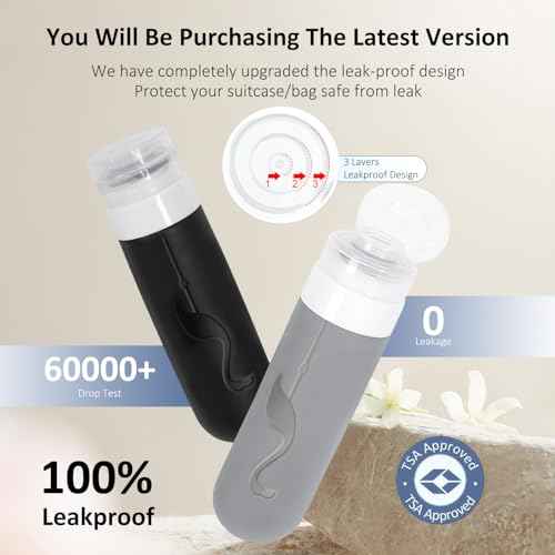 Empty 3 oz Travel Size Bottles Toiletries Containers for Toiletries Liquids£¬Small Silicone Mini Refillable Leak Proof TSA Approved Travel Bottles for Creams Shampoo and Conditioner Traveling