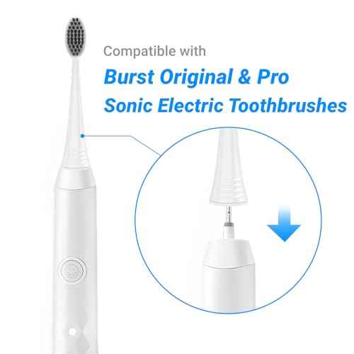 Replacement Brush Heads for Burst Original & Pro Sonic Electic Toothbrushes, 5 Count with Travel Covers, White for Adults