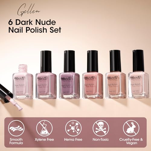GELLEN Nude Nail Polish Set - Quick Air Dry HEMA Free Neutral Tones