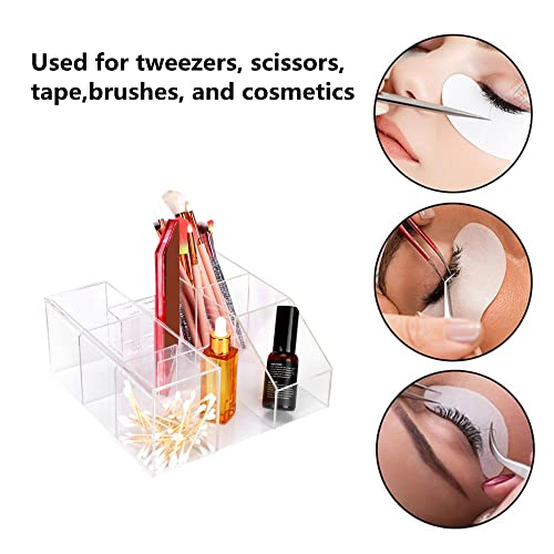 Acrylic Large Capacity Makeup Organizer, Grafting Beauty Extension Supplies Lash Storage Display, Eyelash Storage Case Brush Tweezers Cosmetic Holder (Transparent)