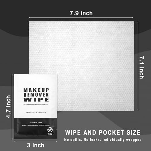 Gisdo 50 Pcs Makeup Remover Wipes - Individually Wrapped Cleansing Pads