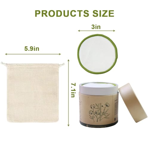 Reusable Bamboo Makeup Remover Pads 28-Pack with Laundry Bag & Storage Box