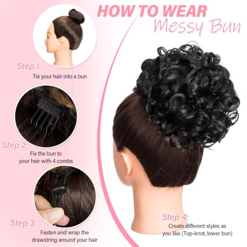 Messy Bun Hair Piece Curly Synthetic Hairpiece with Drawstring