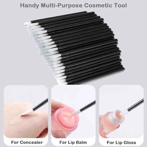 200Pcs Eyelash Extension Kit, Lash Spoolies Extension Supplies Eyebrow Brush Mascara Wands Lip Brushes Applicators Disposable Micro Swab Brushes for Lash Extensions Brow Lamination Kit, Black