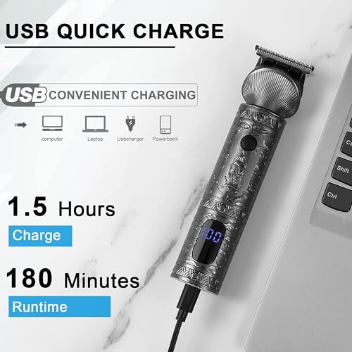 Hatteker Beard Trimmer Kit for Men Professional Hair Clipper T-Blade Beard Hair Shaver Nose Trimmer Hair Cutting Kit Body Grooming Kit Cordless 6 in 1