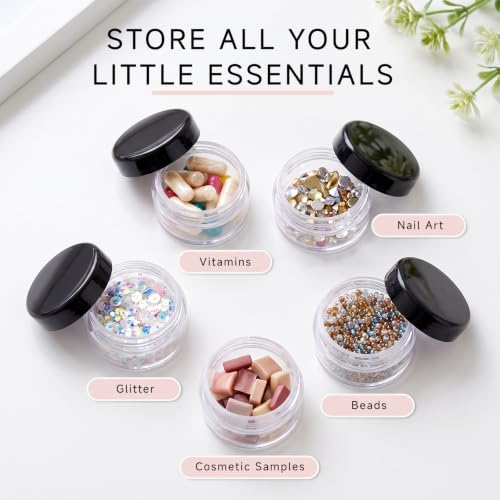 ZEJIA 3g Sample Jars with Black Lids, 50 Count – Plastic Cosmetic Containers