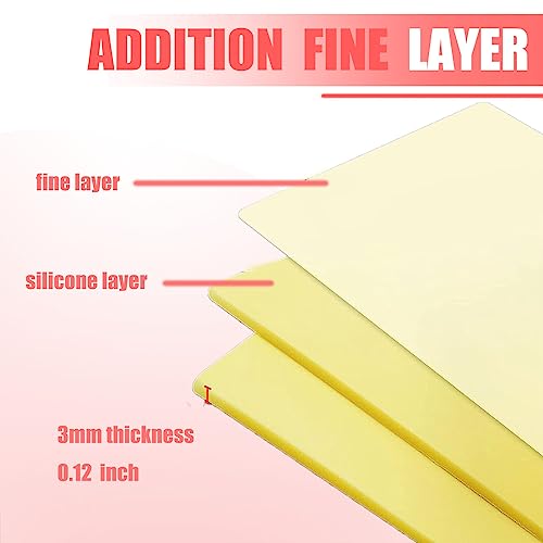 SOTICA 3MM Tattoo Skin Practice Kit - 3pcs 3MM Fake Skin Tattoo Pratice Skins Silicone 12x8" Thick Practice Skin for Tattooing with 20pcs Transfer Papers