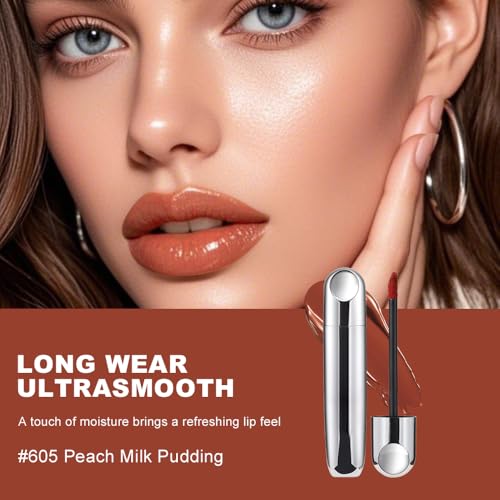 Long-lasting, smudge-proof liquid lip gloss,Highly pigmented, vibrant color, instant shine,Moisturizing and plumping,Waterproof and transfer-proof,Perfect Makeup Gift for Women,605#