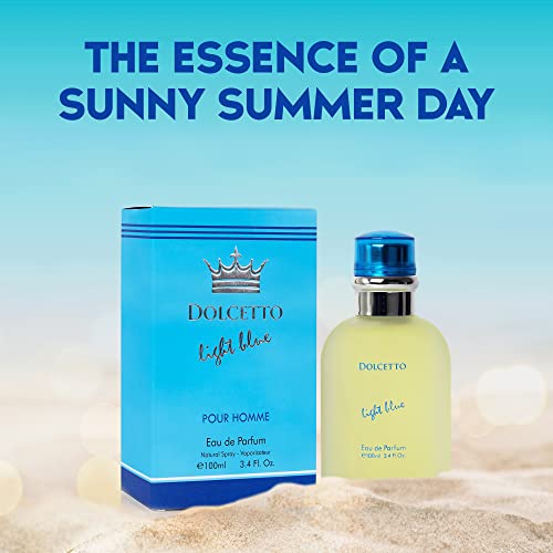 NovoGlow Dolcetto Light Blue Men's Eau de Parfum 3.4oz Woody Floral Aquatic Fragrance