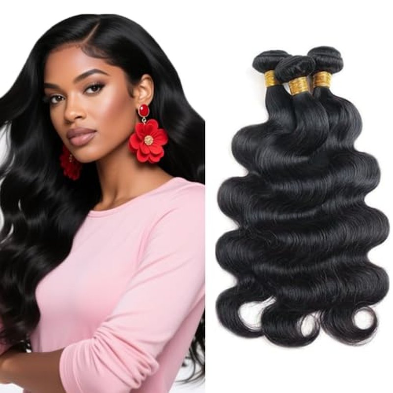 30 32 34 inch Body Wave Human Hair Bundles Natural Black #1B