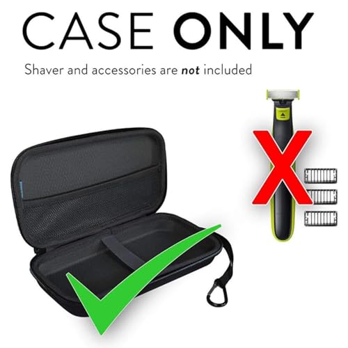 TUDIA Hard EVA Case Compatible with Philips Norelco OneBlade Hybrid Electric Trimmer Shaver, Fits QP2520/90, QP2520/70, QP2630/70 Face and Body, Shockproof Travel Storage Bag - Black [Case Only]