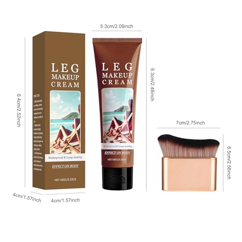 Waterproof Leg Makeup Cream with Brush - No Transfer Body Concealer